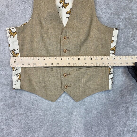 Western Horse Head Vest Mens Medium Brown Tan 5 Button Cowboy Themed 80s Retro - Picture 4 of 6